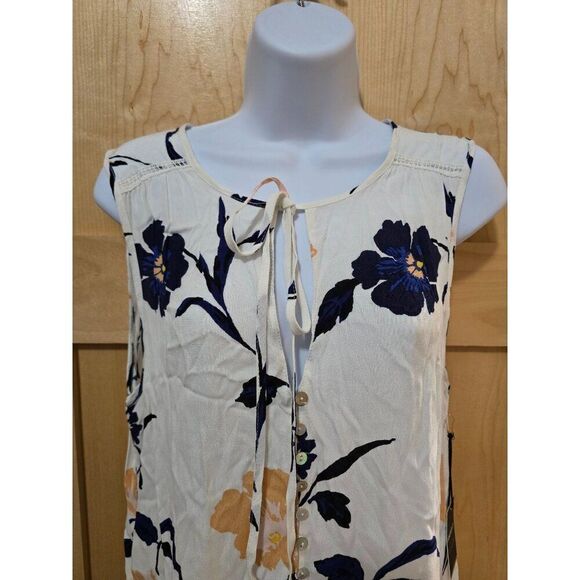 Forever 21 Floral Sleeveless Button-Front Dress With Tiered Skirt & Tie Neckline - Picture 2 of 9